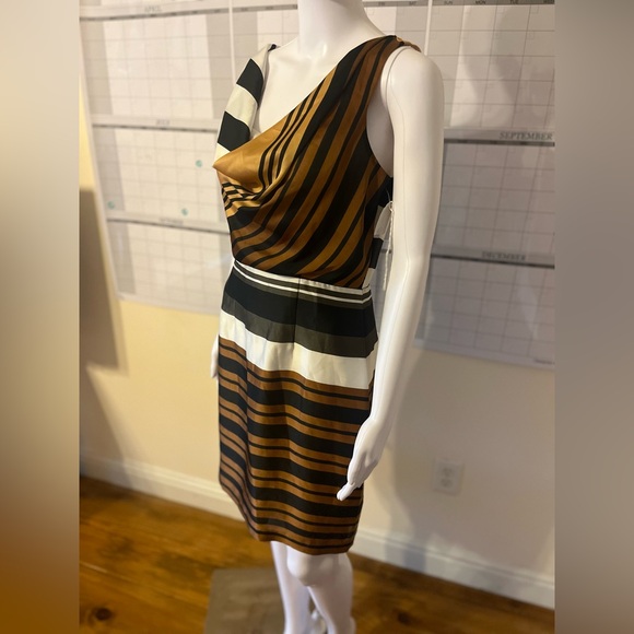 Bisou Bisou size 4 mod striped slouch collar work dress - Picture 6 of 9